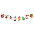 Striscione natalizio con renne, pupazzo di neve e Babbo Natale su cordoncino rosso - Banner Accessori (Y-00297-2)