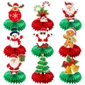 Set di 9 decorazioni natalizie da tavolo in carta a nido d'ape con Babbo Natale - Centrotavola a Nido d'Ape (Y-00297-3)