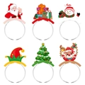 6er-Set Weihnachts-Haarreifen mit Weihnachtsmann und Schneemann auf silbernem Draht - 6 Stück/Packung (L-00190)
