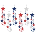 Glittery red blue silver star spiral hanging ornaments for US Independence Day decor - Glitter Star Spiral Hanging Decoration (J-0210)