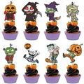 Halloween Cupcake-Deko mit Cartoon-Kürbis, Hexe und Geist für festliche Desserts - 8-Teiliges Cartoon-Tortenaufsatz-Set (mys0397)