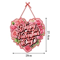 Happy Valentine's Day heart-shaped door hanger with pink roses, 28cm floral wall decor - Rose Flower Heart Style (J-0279-3)