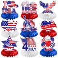 9-piece 4th of July honeycomb centerpieces with patriotic red white and blue designs - Independence Day Theme Honeycomb Centerpieces (Y-00240)