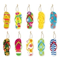 Set di 10 etichette appese a infradito estive con motivi da spiaggia e corde di iuta - Set da 10 Pezzi (J-0214)