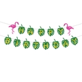 Hawaii Flamingo und Palmenblatt Happy Birthday Banner mit pinkem und grünem Glitzer - Happy Birthday Buchstaben Banner (mys0228)