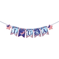 Striscione patriottico I Love USA con bandiere a coda di rondine per decorazione 4 luglio - Cartoncino / Striscione I Love USA (Y-00236-2)