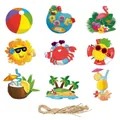 Set di 9 decorazioni appese per feste in piscina estive con fenicotteri e palme colorate - Set da 9 Pezzi per Festa Estiva (L-00134)