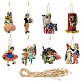 Decorazioni vintage del Giorno dell'Indipendenza con bambini patriottici e spago - 16 Pezzi/Confezione (J-0209)