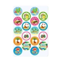 Set de pegatinas de verano tropical con flamencos y piñas sobre fondo blanco - Pegatinas Redondas de Verano (L-00138-1)
