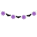 Halloween garland with purple glitter spider webs and black bats for party decoration - Pattern Garland (Bat & Spider Web)