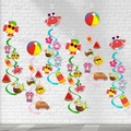 Bunte Sommerparty Spiral-Dekoration mit Ananas und Eiscreme-Motiven für Strandpartys - 6 Stück/Packung / Sommer Party Set (L-00141)