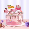 Pink Mother's Day cake toppers featuring floral and heart designs on a layered cake - Style 4