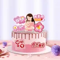 Primer plano de adornos para tarta del Día de la Madre con ilustraciones y frases tiernas - Estilo 3
