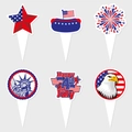 6-teiliges Set Happy 4th of July Kuchendekoration mit US-Sternen und Flaggen-Motiven - Tortenstecker