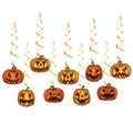 Detail set of Halloween pumpkin spiral hanging decorations and festive orange PVC swirls - Pumpkin Spiral Hanging Set (L-00156-2)