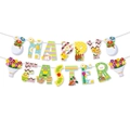 Striscione colorato Happy Easter con margherite, uova e pulcini per festa di Pasqua - Stile Coniglio Uovo di Pasqua (J-0188)