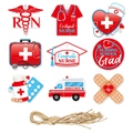 Decorazioni festa laurea infermieri con 9 icone mediche assortite e corda appesa - Stile Tema Laurea Infermieristica(Y-00213)