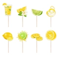 8-piece lemon and lime theme cupcake toppers for summer birthday party cake decoration - Cake Toppers
