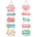 Mother's Day floral door hangers with pink hearts and Best Mom in the world slogans - Door Hanging Set (L-00114)