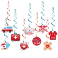 Nurse graduation party swirls with ambulance and stethoscope themed medical hanging decor - Spiral Hanging Tags (Y-00210-3)