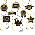 Decorazioni per festa di laurea nero e oro con cartoncini Congrats Grad e Dream Big - Nero Oro (Y-00222-1)