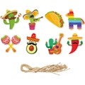 Cinco de Mayo Party-Set mit 8 bunten mexikanischen Papieranhängern und Jutegarn - Mexikanische Themen-Anhänger (Y-00224)