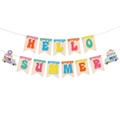Striscione per festa Hello Summer con lettere colorate e furgoncini dei gelati dolci - Striscione HELLO SUMMER (J-0217-1)