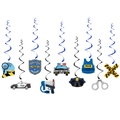Set di 10 decorazioni a spirale a tema polizia con distintivi e auto per laurea - Set di Decorazioni a Spirale (L-00108-3)