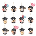 Set di 12 gnomi di laurea decorativi con toghe accademiche nere e tocco classico - Set da 12 Pezzi Etichette Appese