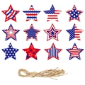 Set of 12 US Independence Day star ornaments with red white and blue flag patterns - 12 Pcs/Pack (Y-00234)