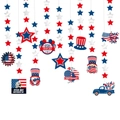 Decorazioni appese del 4 luglio con stelle bandiera USA e ornamenti a tema patriottico - Set da Appendere per il Giorno dell'Indipendenza (L-00122) / Set da 11 pezzi