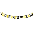 Black and gold glitter CONGRATS GRAD graduation banner with diploma icons - Congrats Grad Style