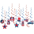 Deko-Set zum 4. Juli mit roten und blauen Spiralen und patriotischen Zwergen-Anhängern - Unabhängigkeitstag Thema Spirale Hängende Deko-Set (L-00123-2)