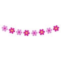Striscione floreale rosa e magenta glitterato per la festa della mamma con centri gialli - Ghirlanda di Fiori Sfumata Rosa (Y-00229-2)