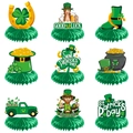 9-piece St. Patrick's Day honeycomb centerpieces featuring clover and gold coins - Style J-0175