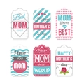 Set di etichette regalo per la festa della mamma con motivi floreali rosa blu e testo - Stile Righe e Pois Blu Rosa (J-0201-3)