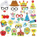 Set di 25 accessori per photobooth festa 100 giorni di scuola con vivaci decorazioni - Set da 30 Pezzi di Accessori Per Foto (Y-00196)