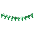 Green glitter cactus garland banner with pink flower accents for summer party decor - Cactus Style (mys0232-2)
