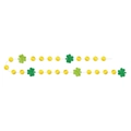 Ghirlanda con trifogli verdi glitterati e cerchi dorati per festa di San Patrizio - Ornamento a Corda di Trifoglio Oro Verde (Y-00189)