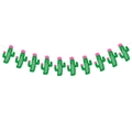 Glittery green cactus party banner with pink flowers for summer tropical decorations - Flower Cactus Style (mys0232-4)
