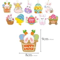 Set di decorazioni pasquali in legno con coniglietti, uova e gnomi da appendere - Set a Tema Cartone Animato di Pasqua (L-0096)