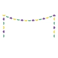 Ghirlanda di maschere Mardi Gras glitterate con dischi viola, gialli e verdi per feste - Stile Maschera (3m)