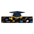 Blue graduation cap headband party favor with yellow tassel and Congrats lettering - Graduation Cap Style (J-0191-1)