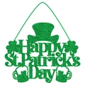 Decorazione porta glitterata per San Patrizio con trifoglio verde e cappello a festa - Decorazione Appesa a Tema Giorno di San Patrizio (J-0181)