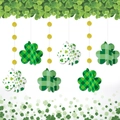 Decorazioni sospese a quadrifoglio 3D per la festa di San Patrizio e tema Lucky - Stile a Quadri Bianco e Verde (J-0176-1) / 6 Pezzi