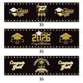 Étiquettes de bouteille d'eau diplôme 2026 stickers noir et or pour fête 15 pièces - Ensemble d'autocollants / Noir