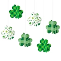 Decorazioni sospese a quadrifoglio 3D di San Patrizio con motivi tartan verdi e bianchi - Stile a Quadri Verde Scuro (J-0176-3) / 6 Pezzi
