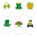 Set aus 6 grünen St. Patrick's Day Haarbändern mit Bier-, Kleeblatt- und Leprechaun-Motiven - 6er-Set Stile