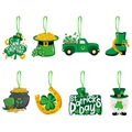 Set of 8 St. Patrick's Day hanging ornaments featuring shamrocks and golden hats - Set of 8 Pieces (J-0172-02)