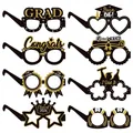 Set di 8 occhiali in carta nero e oro con glitter per decorazioni festa di laurea - Accessori Fotografici per Festa di Laurea (Y-00208)
